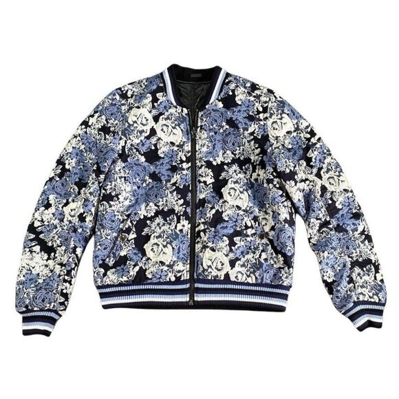 Blank‎ NYC Black Floral Reversible Bomber Jacket XS - Picture 1 of 8